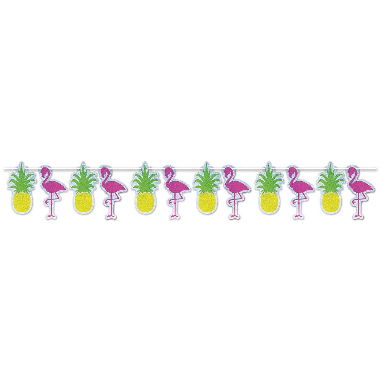 Beistle 9in. x 8Feet Standard Flamingo and Pineapple Streamer - 12 Pack